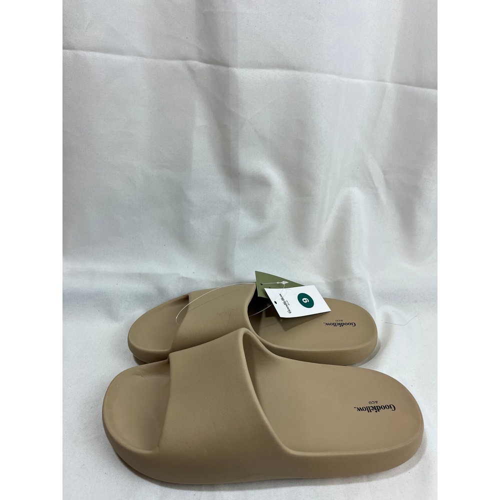 Goodfellow & Co Mens Tan Beige Foam Slide Sandals Ripple Sole Size 9‎ NEW